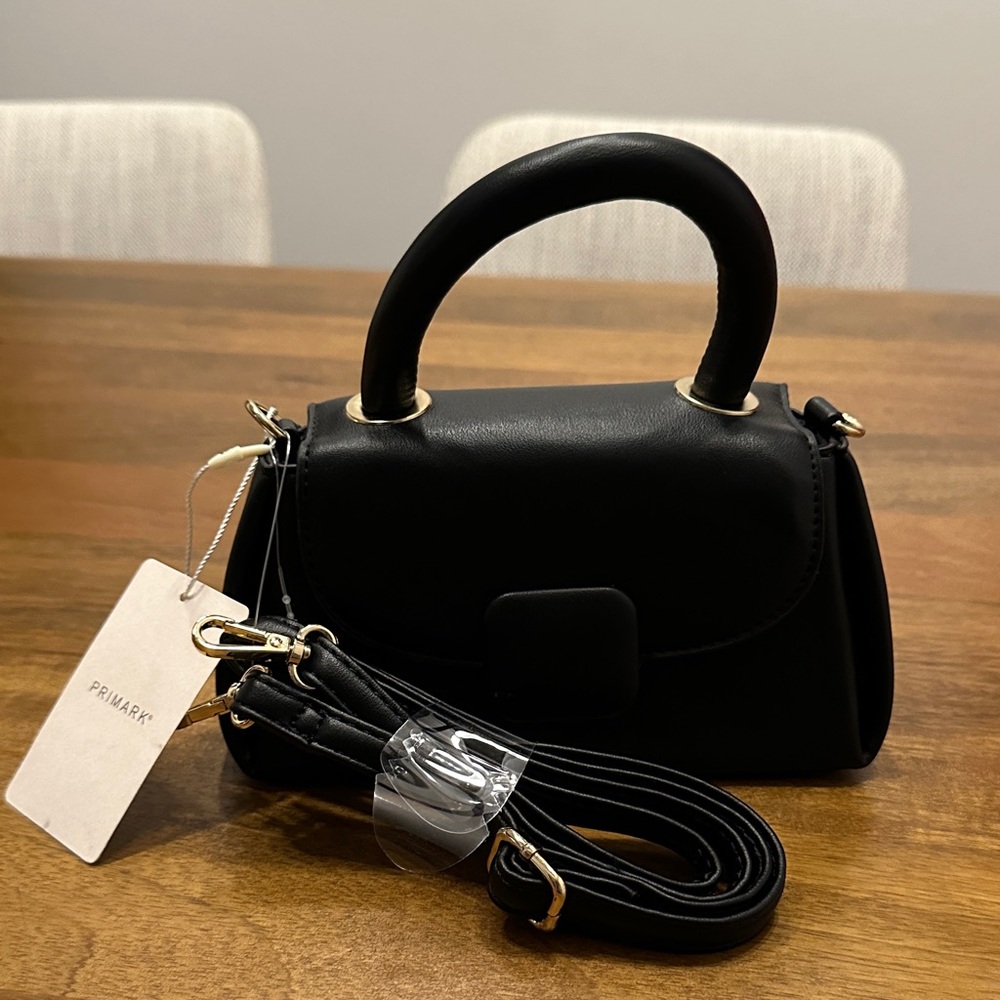 Primark Black Mini Top-Handle Bag with Gold Hardware